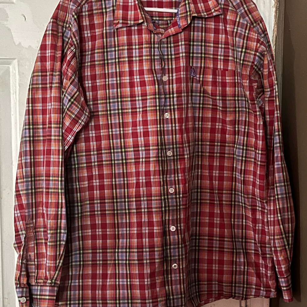 Cinch Men's Multicolor Plaid Button Down Shirt size large